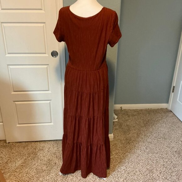 ANTHROPOLOGIE Maeve Gillian Tiered Maxi Dress Terracotta Sz LARGE - Picture 3 of 7